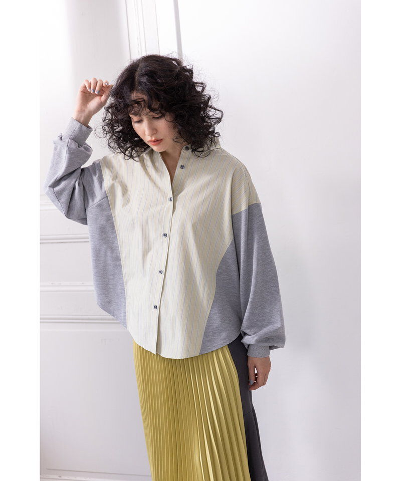  「ストライプ切替ブラウス」|シャツ・ブラウス|