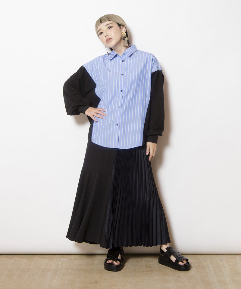  「ストライプ切替ブラウス」|シャツ・ブラウス|