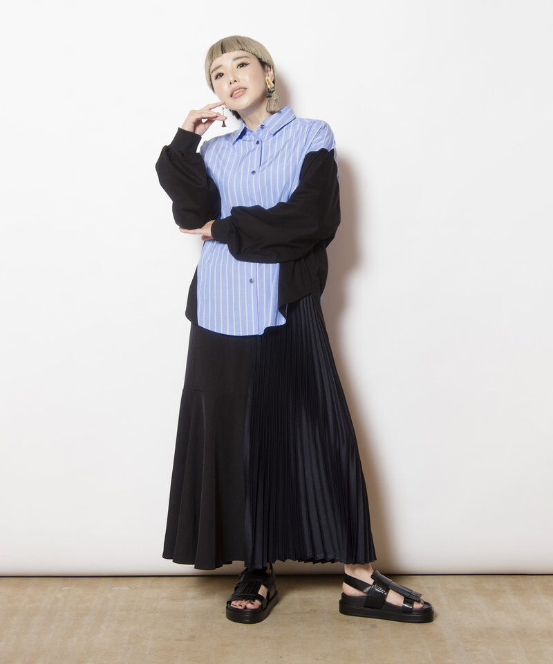  「ストライプ切替ブラウス」|シャツ・ブラウス|