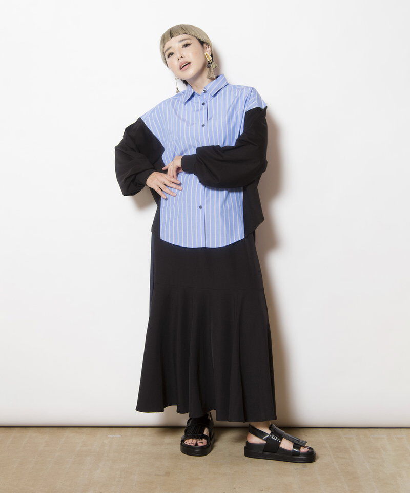  「ストライプ切替ブラウス」|シャツ・ブラウス|