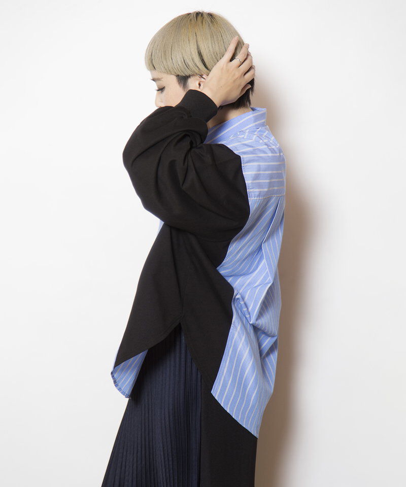  「ストライプ切替ブラウス」|シャツ・ブラウス|