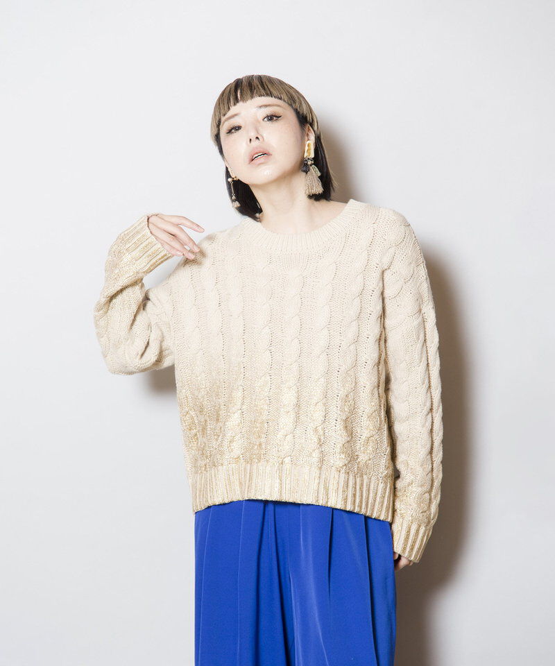  「グラデーションケーブルニットプルオーバー」|ニット・セーター|