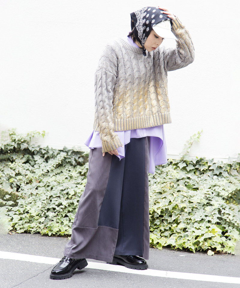  「グラデーションケーブルニットプルオーバー」|ニット・セーター|