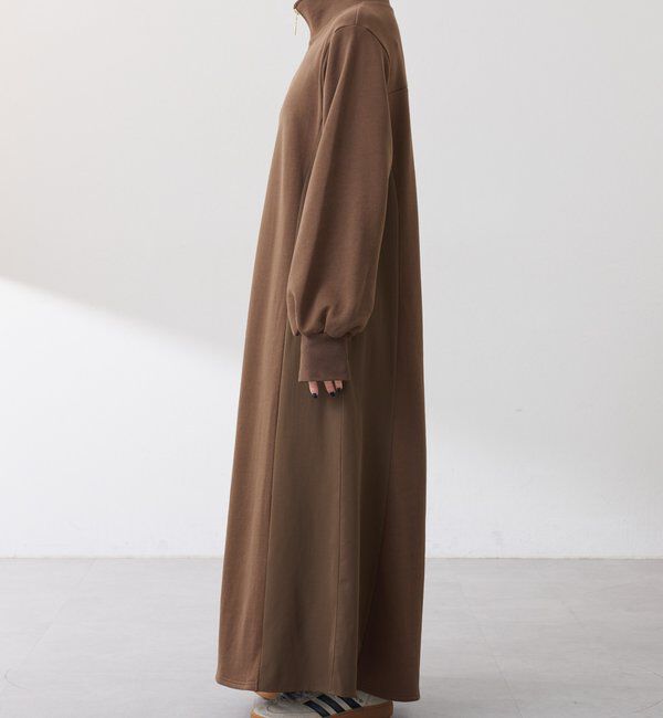  「異素材ドッキングハーフジップワンピース」|ワンピース|