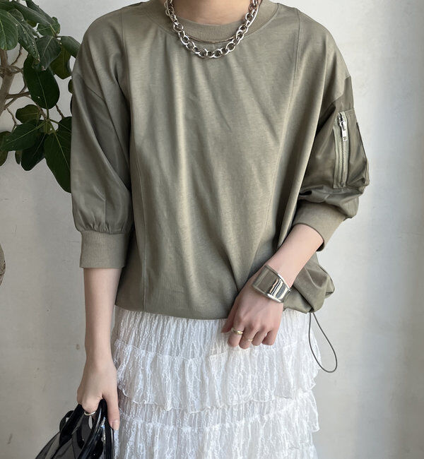  「【WEB限定】MA1ポケット切替プルオーバー」|Tシャツ・カットソー|カーキ