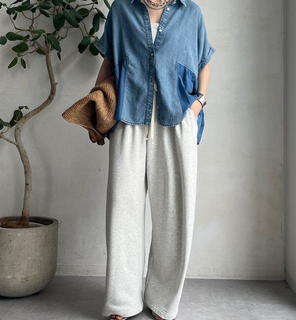  「【WEB限定】 リヨセルデニムプリーツ切替シャツ」|シャツ・ブラウス|