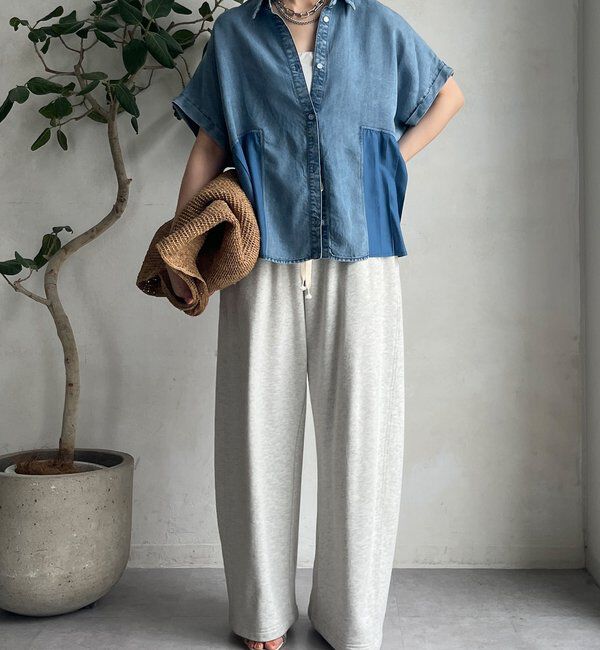  「【WEB限定】 リヨセルデニムプリーツ切替シャツ」|シャツ・ブラウス|