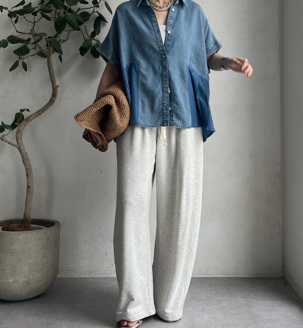  「【WEB限定】 リヨセルデニムプリーツ切替シャツ」|シャツ・ブラウス|