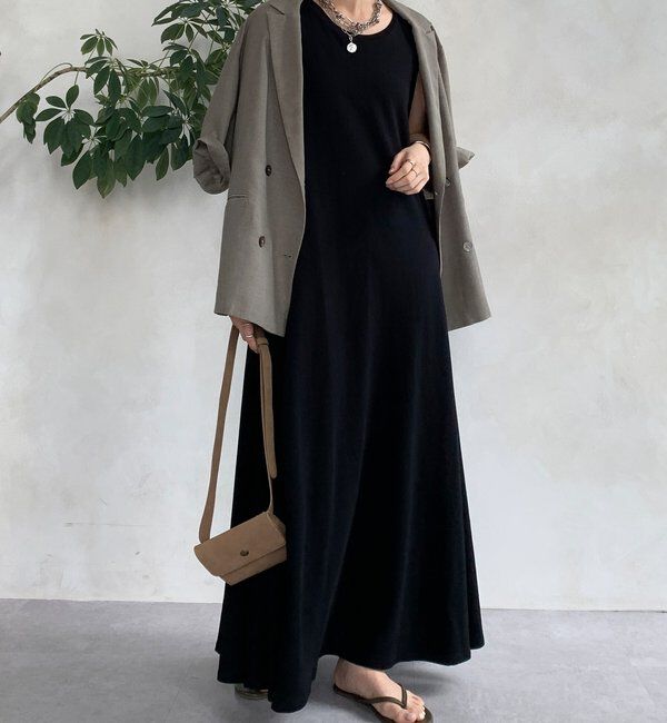  「チュール切替マーメイドフレアワンピース」|ワンピース|ブラック