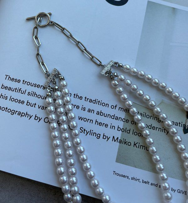  「3連パールレイヤードネックレス」|ネックレス|