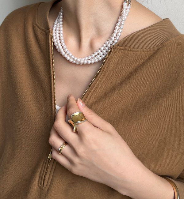  「3連パールレイヤードネックレス」|ネックレス|