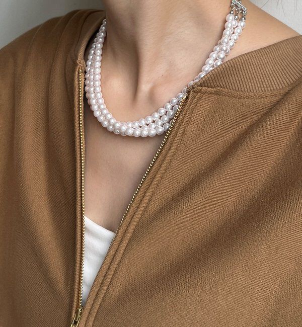  「3連パールレイヤードネックレス」|ネックレス|
