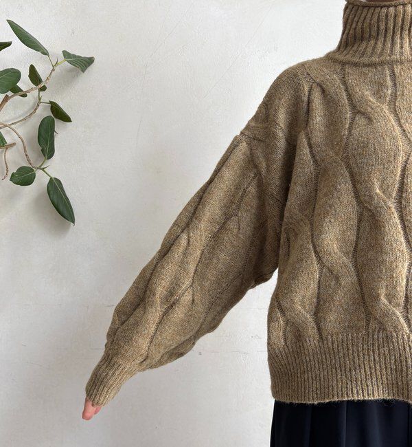  「【WEB限定】ケーブル柄ハイネックプルオーバー」|ニット・セーター|