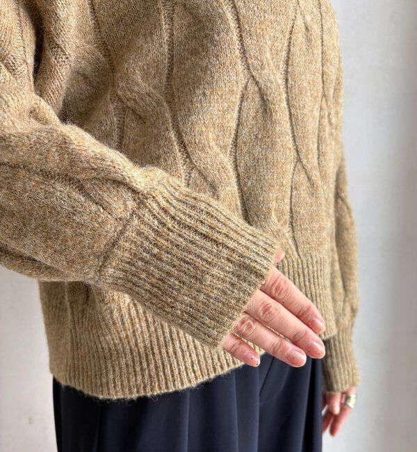  「【WEB限定】ケーブル柄ハイネックプルオーバー」|ニット・セーター|