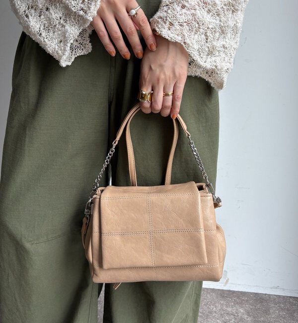  「【WEB限定】2WAYスクエアフラップショルダー」|トートバッグ|ベージュ