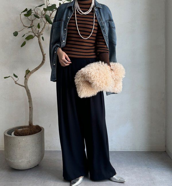  「【WEB限定】ボーダータートルプルオーバー」|ニット・セーター|