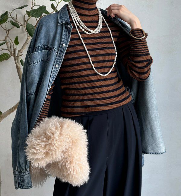  「【WEB限定】ボーダータートルプルオーバー」|ニット・セーター|