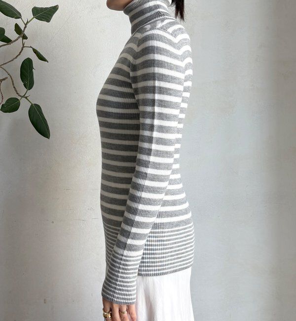  「【WEB限定】ボーダータートルプルオーバー」|ニット・セーター|