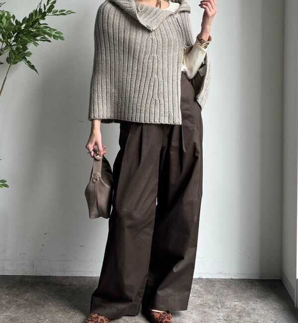  「ジップアップポンチョ」|ニット・セーター|