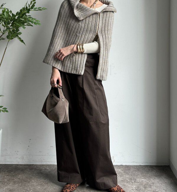  「ジップアップポンチョ」|ニット・セーター|