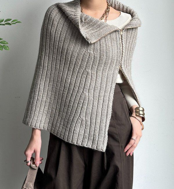  「ジップアップポンチョ」|ニット・セーター|