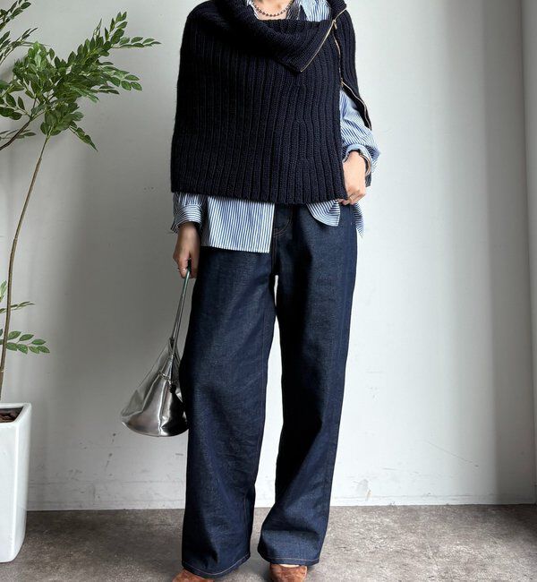  「ジップアップポンチョ」|ニット・セーター|