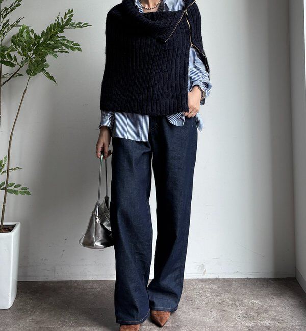  「ジップアップポンチョ」|ニット・セーター|