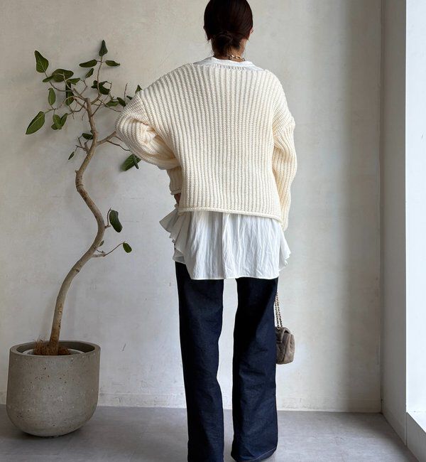  「メタルビッグボタンローゲージカーディガン」|カーディガン|