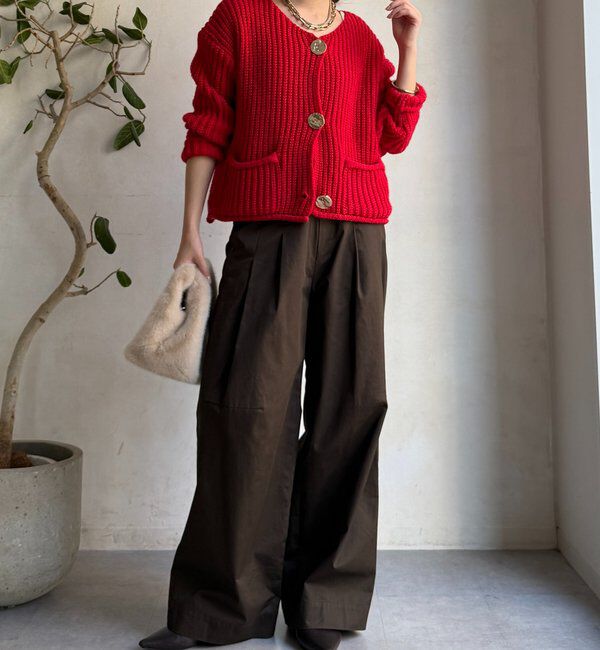  「メタルビッグボタンローゲージカーディガン」|カーディガン|