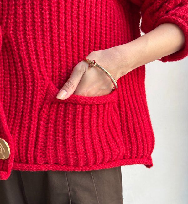  「メタルビッグボタンローゲージカーディガン」|カーディガン|