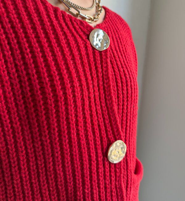  「メタルビッグボタンローゲージカーディガン」|カーディガン|