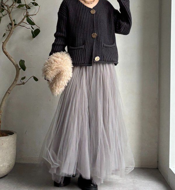  「メタルビッグボタンローゲージカーディガン」|カーディガン|