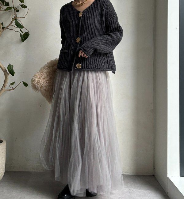  「メタルビッグボタンローゲージカーディガン」|カーディガン|