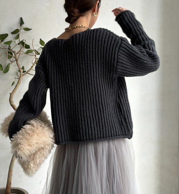  「メタルビッグボタンローゲージカーディガン」|カーディガン|