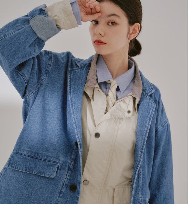  「【WHIMSIC/SETUP対応】コットンリネンデニムテーラードジャケット」|テーラードジャケット|