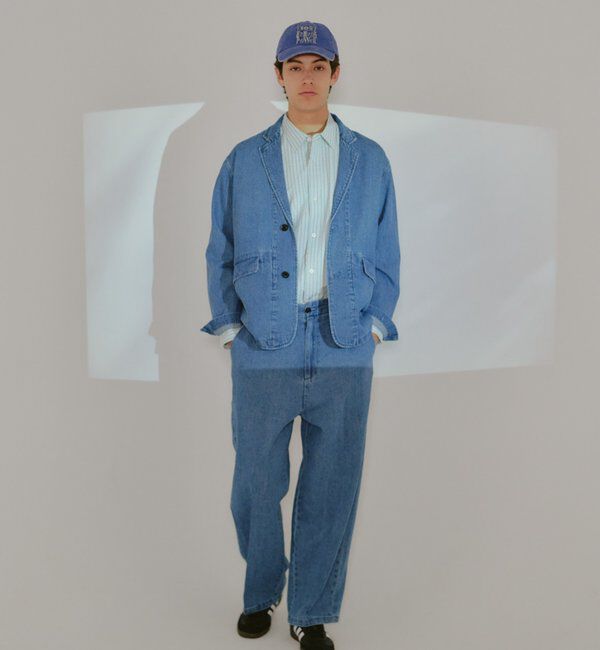  「【WHIMSIC/SETUP対応】コットンリネンデニムテーラードジャケット」|テーラードジャケット|