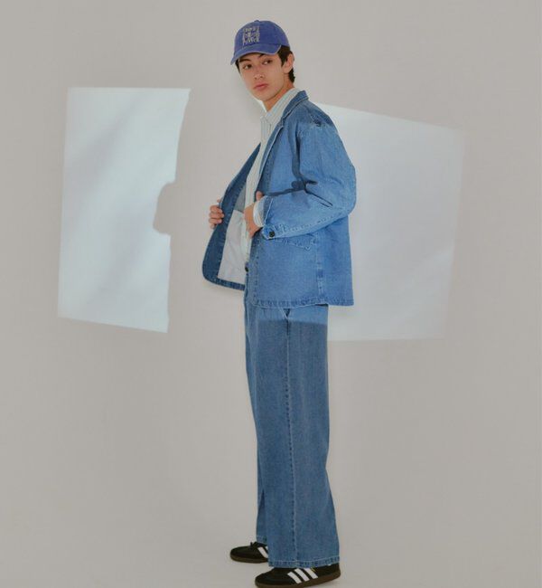  「【WHIMSIC/SETUP対応】コットンリネンデニムテーラードジャケット」|テーラードジャケット|
