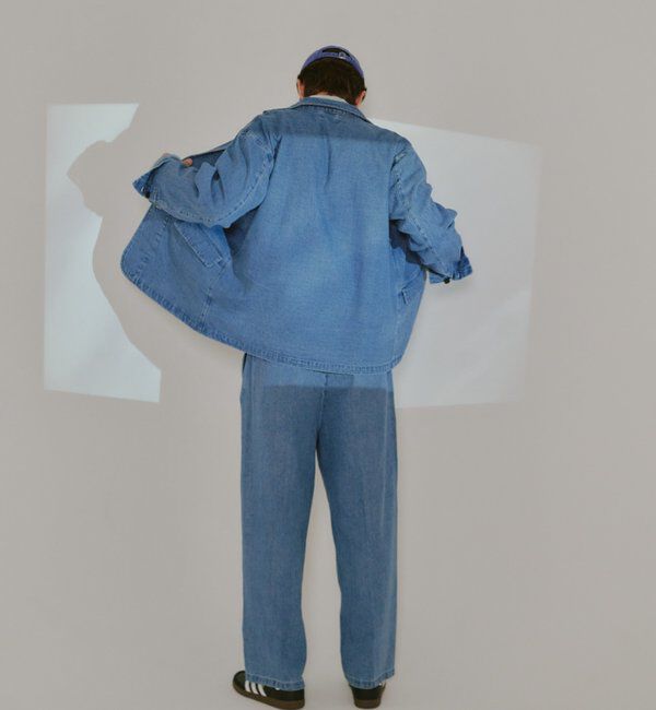  「【WHIMSIC/SETUP対応】コットンリネンデニムテーラードジャケット」|テーラードジャケット|