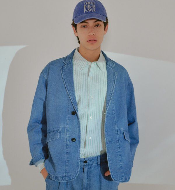  「【WHIMSIC/SETUP対応】コットンリネンデニムテーラードジャケット」|テーラードジャケット|