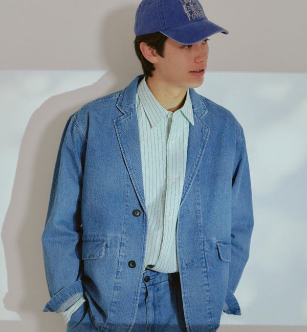  「【WHIMSIC/SETUP対応】コットンリネンデニムテーラードジャケット」|テーラードジャケット|