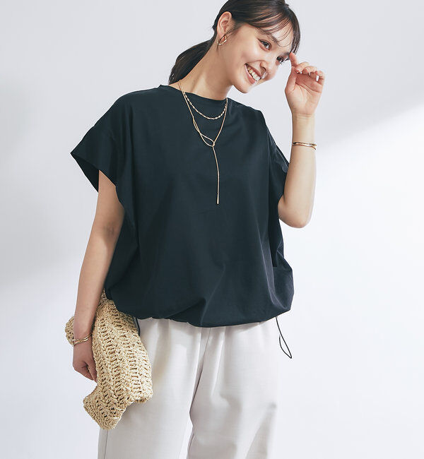  「《着回し万能》ドライタッチコットン折り返しスリーブプルオーバー」|Tシャツ・カットソー|