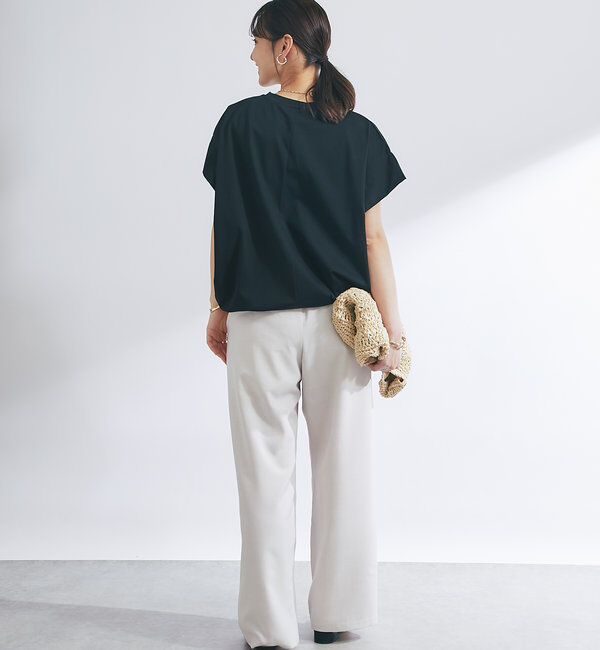  「《着回し万能》ドライタッチコットン折り返しスリーブプルオーバー」|Tシャツ・カットソー|