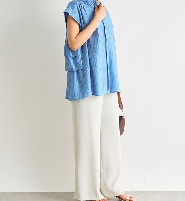  「《後ろ姿も綺麗に決まる◎》シアードビーストライプブラウス」|シャツ・ブラウス|