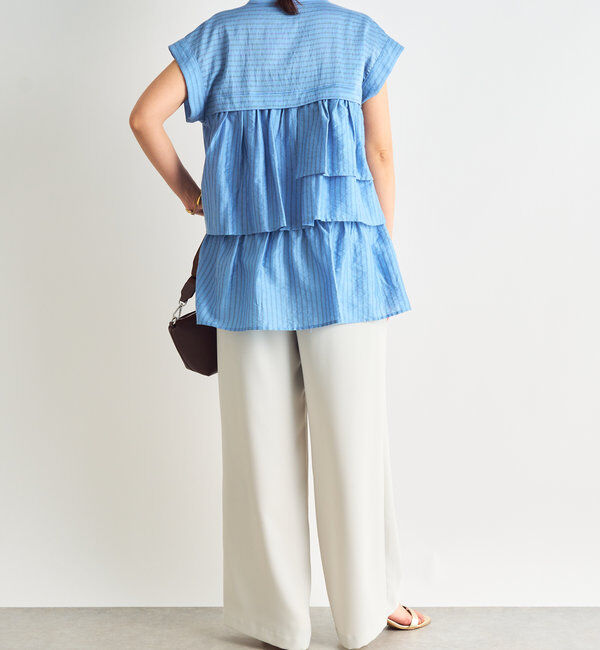  「《後ろ姿も綺麗に決まる◎》シアードビーストライプブラウス」|シャツ・ブラウス|