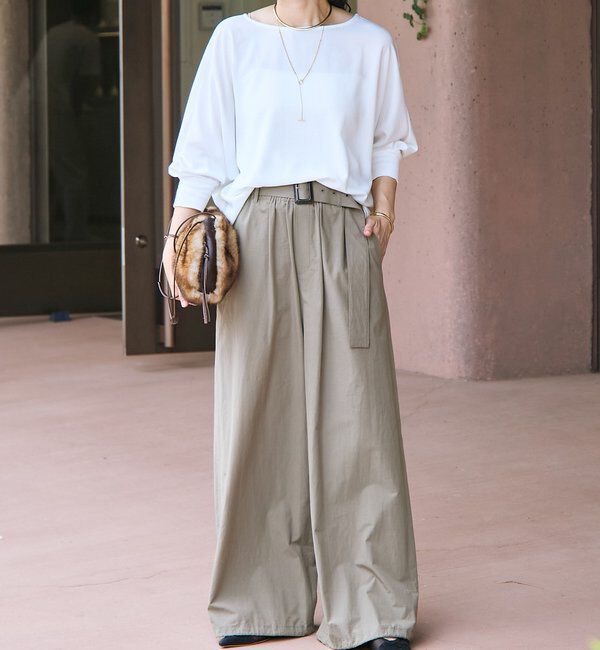  「【レビュー高評価/冷房・日焼け対策◎】リブ付きジョーゼットドルマンブラウス」|シャツ・ブラウス|