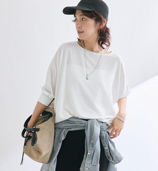  「【レビュー高評価/冷房・日焼け対策◎】リブ付きジョーゼットドルマンブラウス」|シャツ・ブラウス|