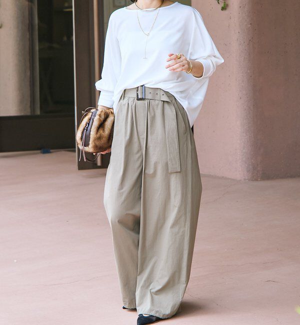  「【レビュー高評価/冷房・日焼け対策◎】リブ付きジョーゼットドルマンブラウス」|シャツ・ブラウス|