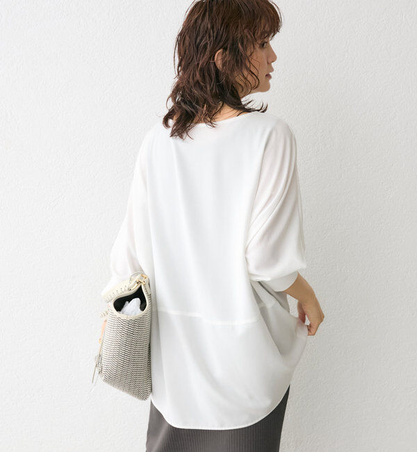  「【レビュー高評価/冷房・日焼け対策◎】リブ付きジョーゼットドルマンブラウス」|シャツ・ブラウス|