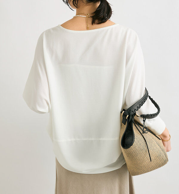  「【レビュー高評価/冷房・日焼け対策◎】リブ付きジョーゼットドルマンブラウス」|シャツ・ブラウス|