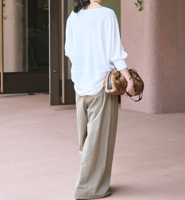  「【レビュー高評価/冷房・日焼け対策◎】リブ付きジョーゼットドルマンブラウス」|シャツ・ブラウス|